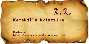 Kecskés Krisztina névjegykártya